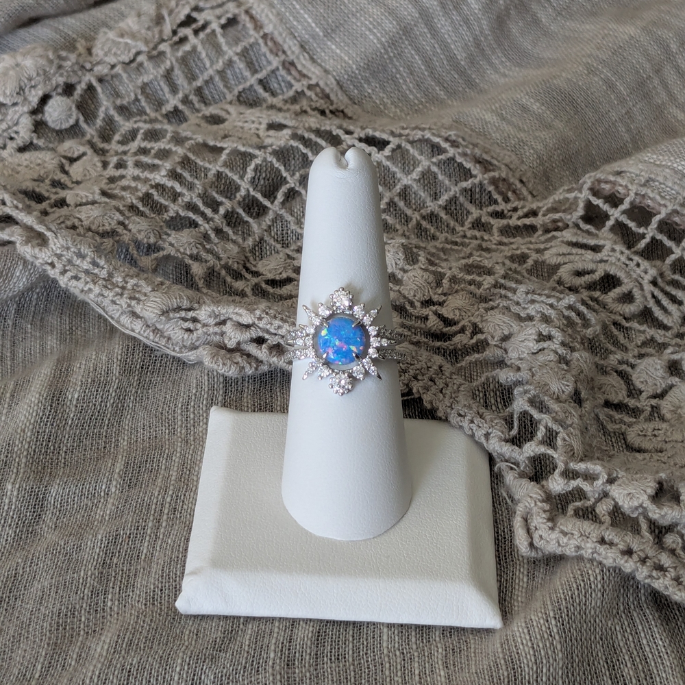 Elegant Opal and Silver Women's Ring
